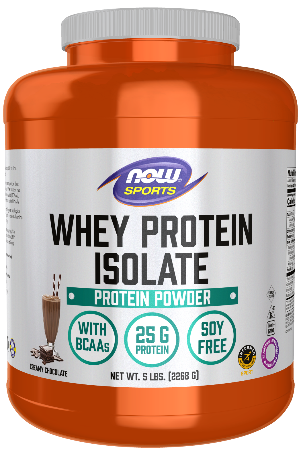 Whey Protein Isolate, Creamy Chocolate Powder - 5 lbs. Canaster Front