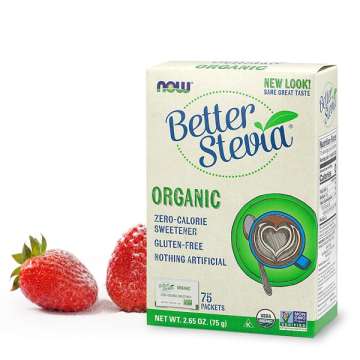 strawberries and box of BetterStevia Organic 