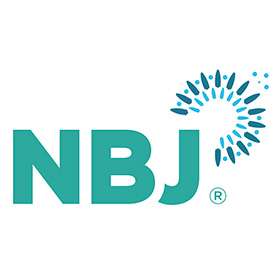 logo for Nutrition Business Journal - NBJ in large block letters, aqua color with star burst at the upper right corner of the J.