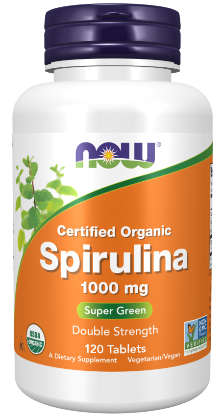 Spirulina 1,000 mg, Organic - 120 Tablets Bottle Front