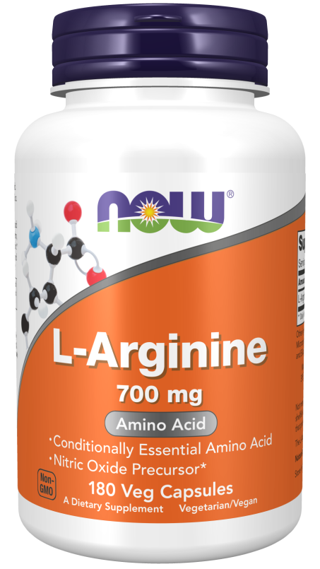 L-Arginine 700 mg - 180 Veg Capsules Bottle Front