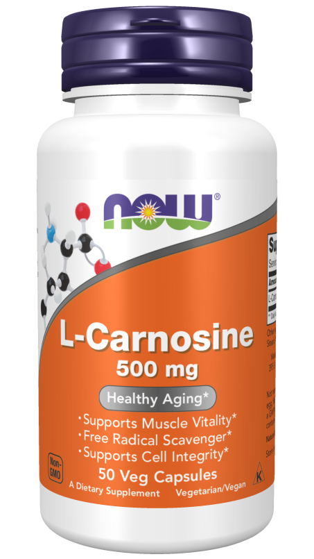 L-Carnosine 500 mg - 50 Veg Capsules Bottle Front