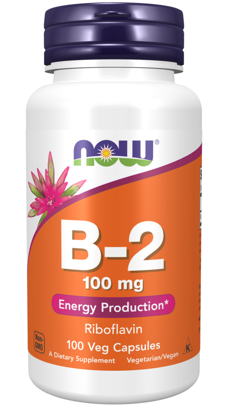 Vitamin B-2 100 mg - 100 Veg Capsules Bottle Front