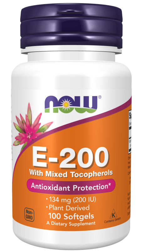 Vitamin E-200 With Mixed Tocopherols - 100 Softgels Bottle Front