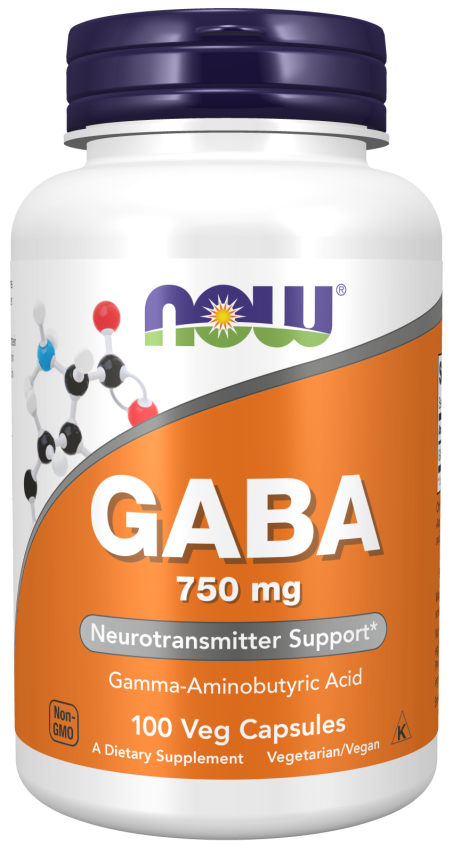 GABA 750 mg - 100 Veg Capsules Bottle Front
