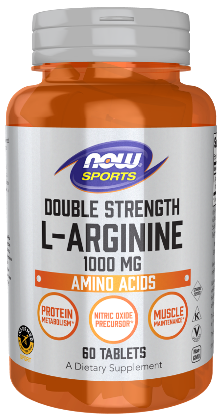 L-Arginine 1000 mg, Double Strength - 60 Tablets Bottle Front