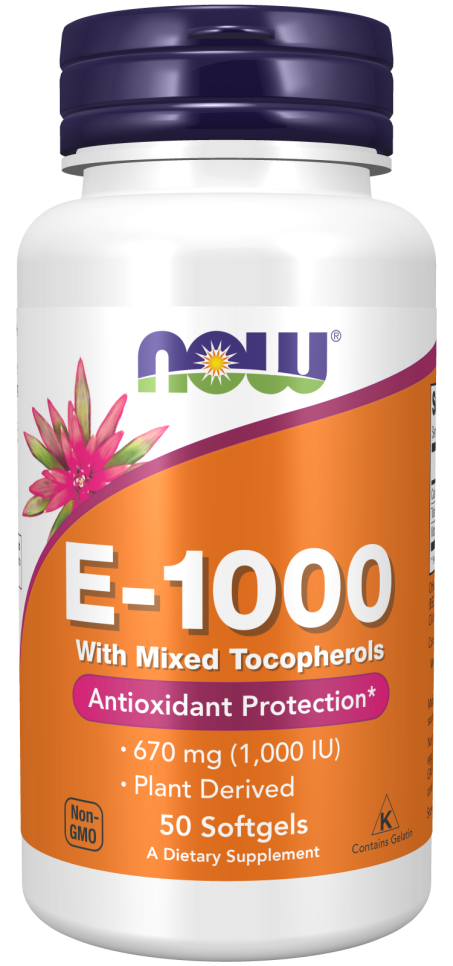 Vitamin E-1000 IU Mixed Tocopherols - 50 Softgels Bottel Front