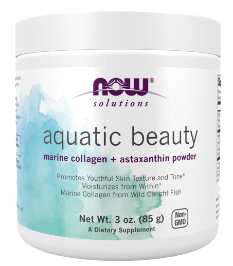 Aquatic beauty, supplement, marine collagen, astaxanthin powder, health, NOW Solutions
