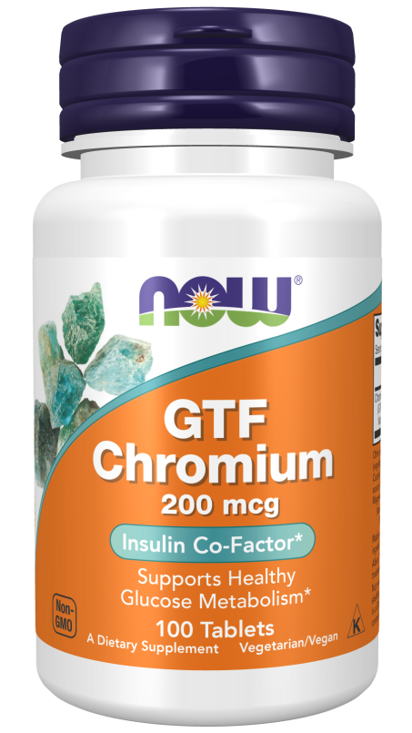 GTF Chromium 200 mcg Yeast Free - 100 Tablets Bottle Front