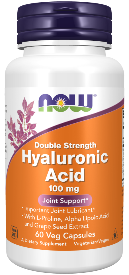 Hyaluronic Acid, Double Strength 100 mg - 60 Veg Capsules Bottle Front