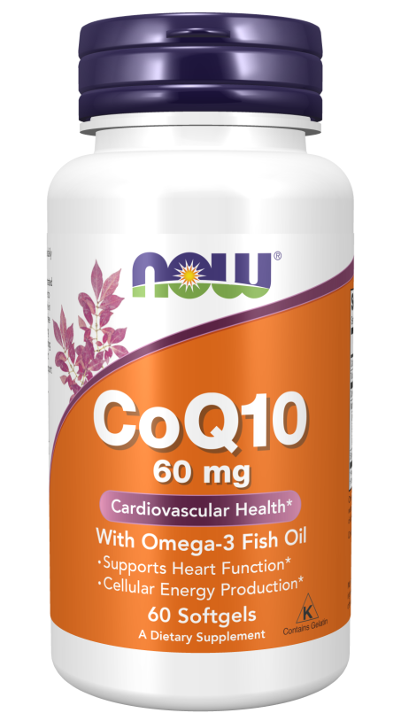 CoQ10 60 mg with Omega 3 Fish Oil - 60 Softgels Bottle Front