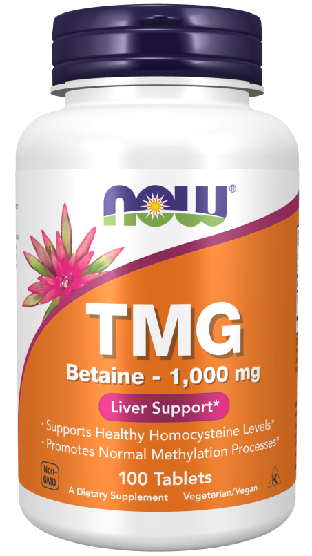 TMG Betaine 1,000 mg - 100 Tablets. bottle front
