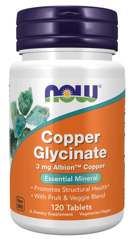 Copper Glycinate - 120 Tablets Bottle Front
