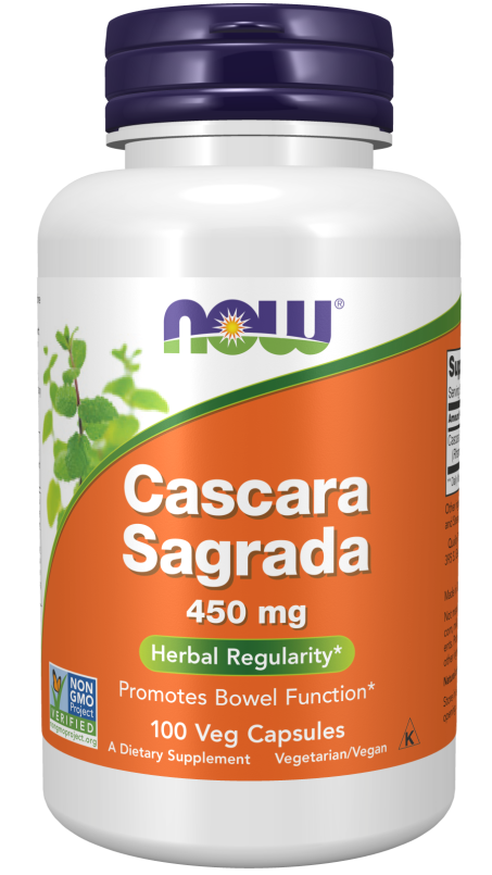 Cascara Sagrada 450 mg - 100 Veg Capsules Bottle Front