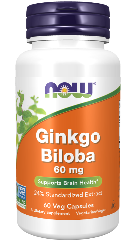 Ginkgo Biloba 60 mg - 60 Veg Capsules Bottle Front