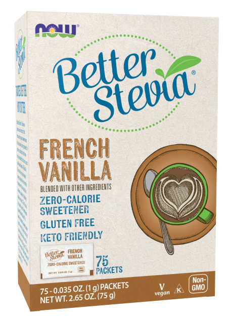 BetterStevia® French Vanilla - 75 Packets/Box Front