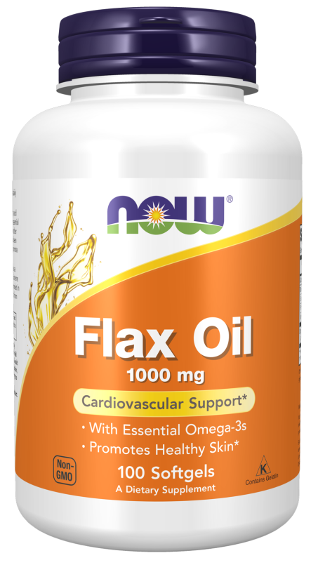 Flax Oil 1000 mg - 100 Softgels Bottle Front