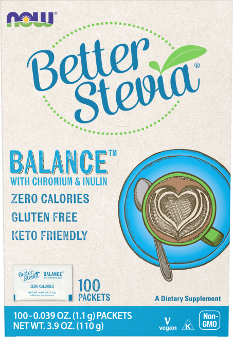 BetterStevia® Balance with Chromium & Inulin - 100 Packets Box Front