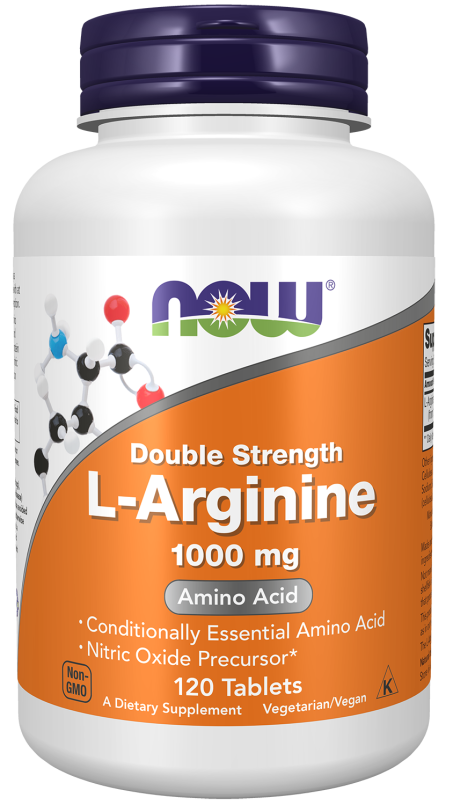 L-Arginine, Double Strength 1000 mg - 120 Tablets Bottle Front