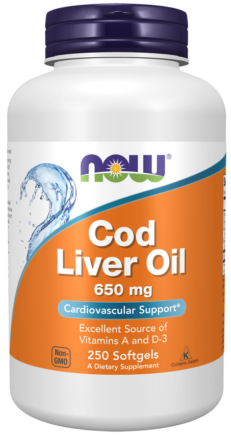 Cod Liver Oil 650 mg - 250 Softgels Bottle Front