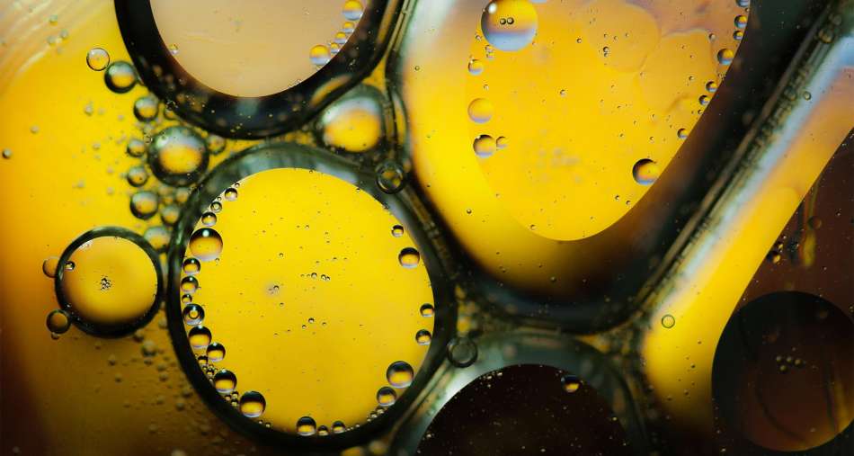 closeup of oil and bubbles in the oil