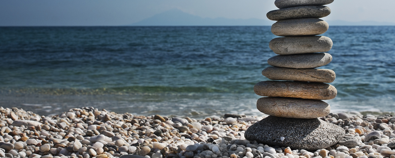 rocks balancing by the ocean