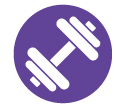 purple circle with white Dumbell icon