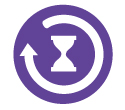 purple circle with white hourglass icon