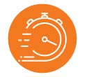 stopwatch icon in orange circle