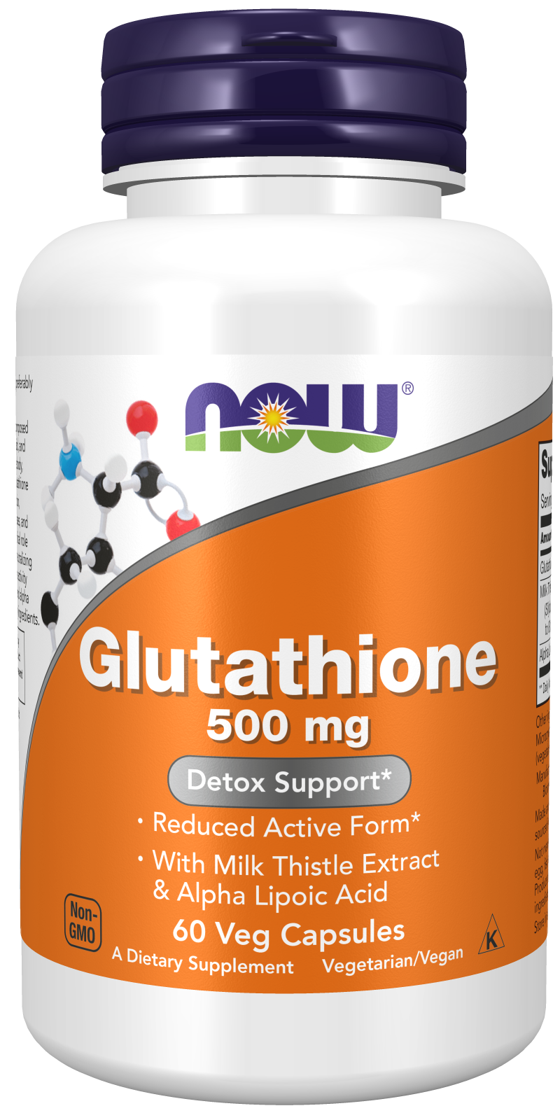 Glutathione 500 mg - 60 Veg Capsules Bottle Front