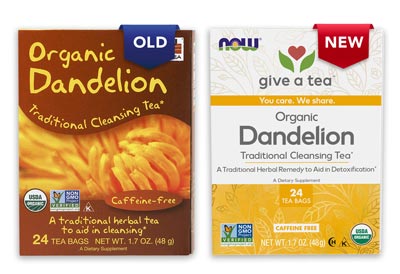 Dandelion Tea Package Old and New comparison