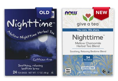 Nighttime Tea Package Old and New comparison