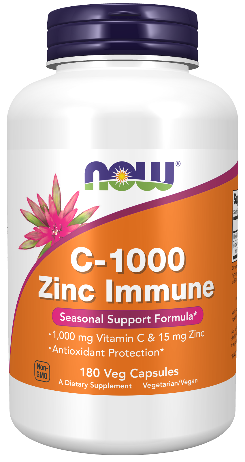 C-1000 Zinc Immune - 180 Veg Capsules Bottle Front