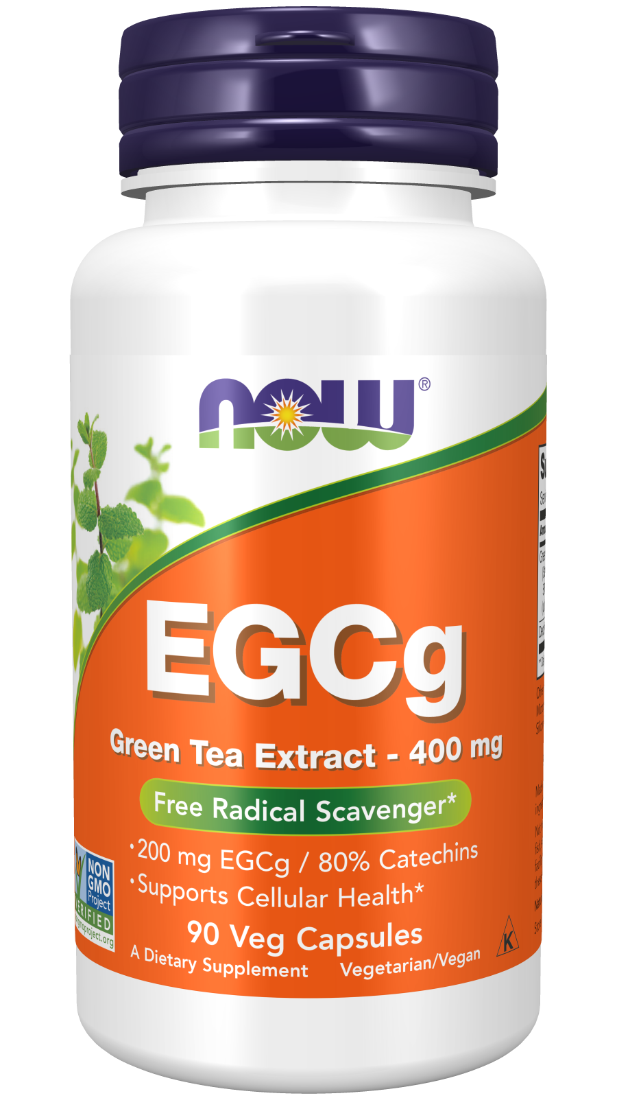 EGCg Green Tea Extract 400 mg - 90 Veg Capsules Bottle Front