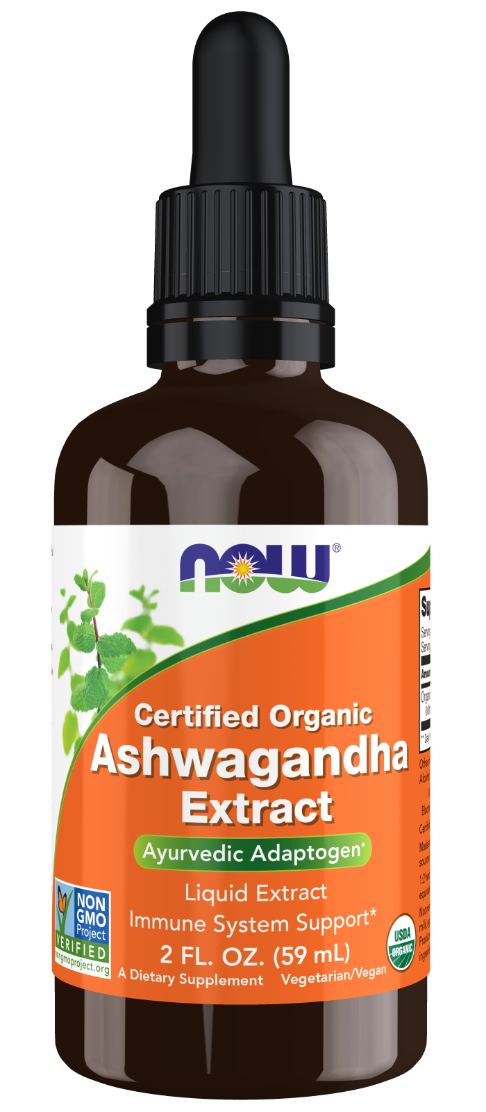 Ashwagandha Extract Liquid, Organic - 2 fl. oz. bottle front
