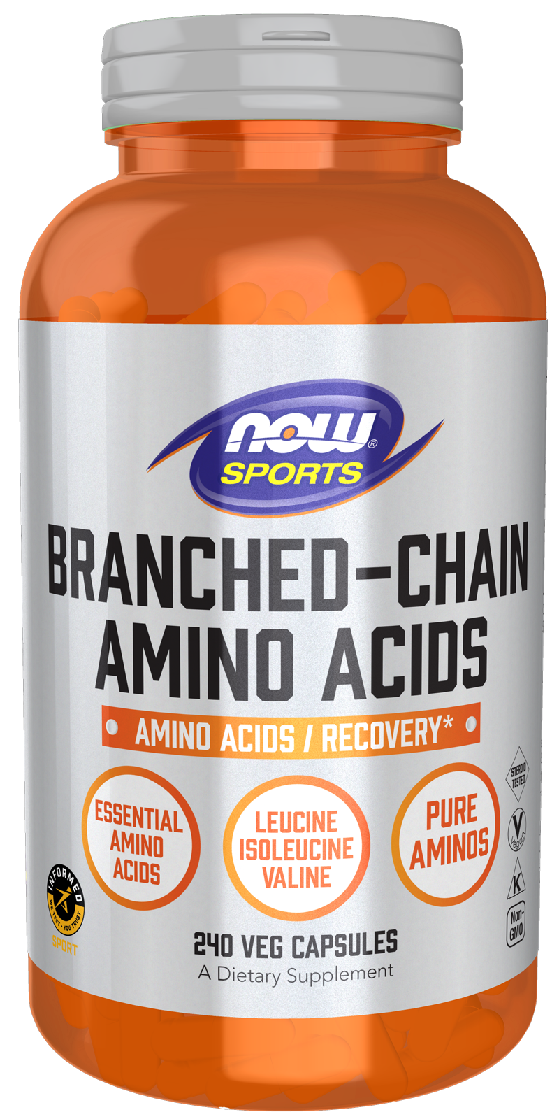 Branched Chain Amino Acids - 240 Veg Capsules Bottle Front