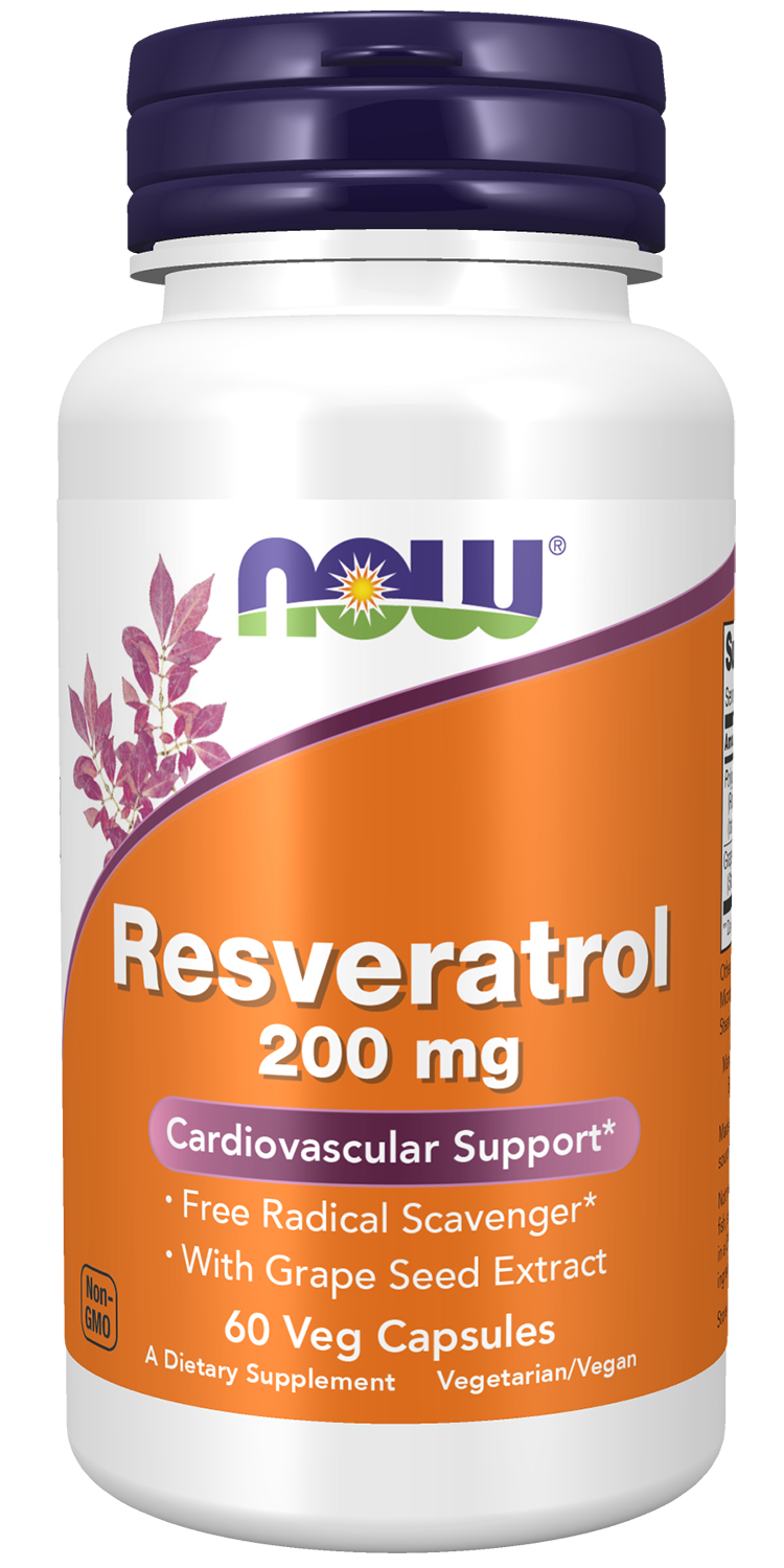 Natural Resveratrol 200 mg - 60 Veg Capsules Bottle Front