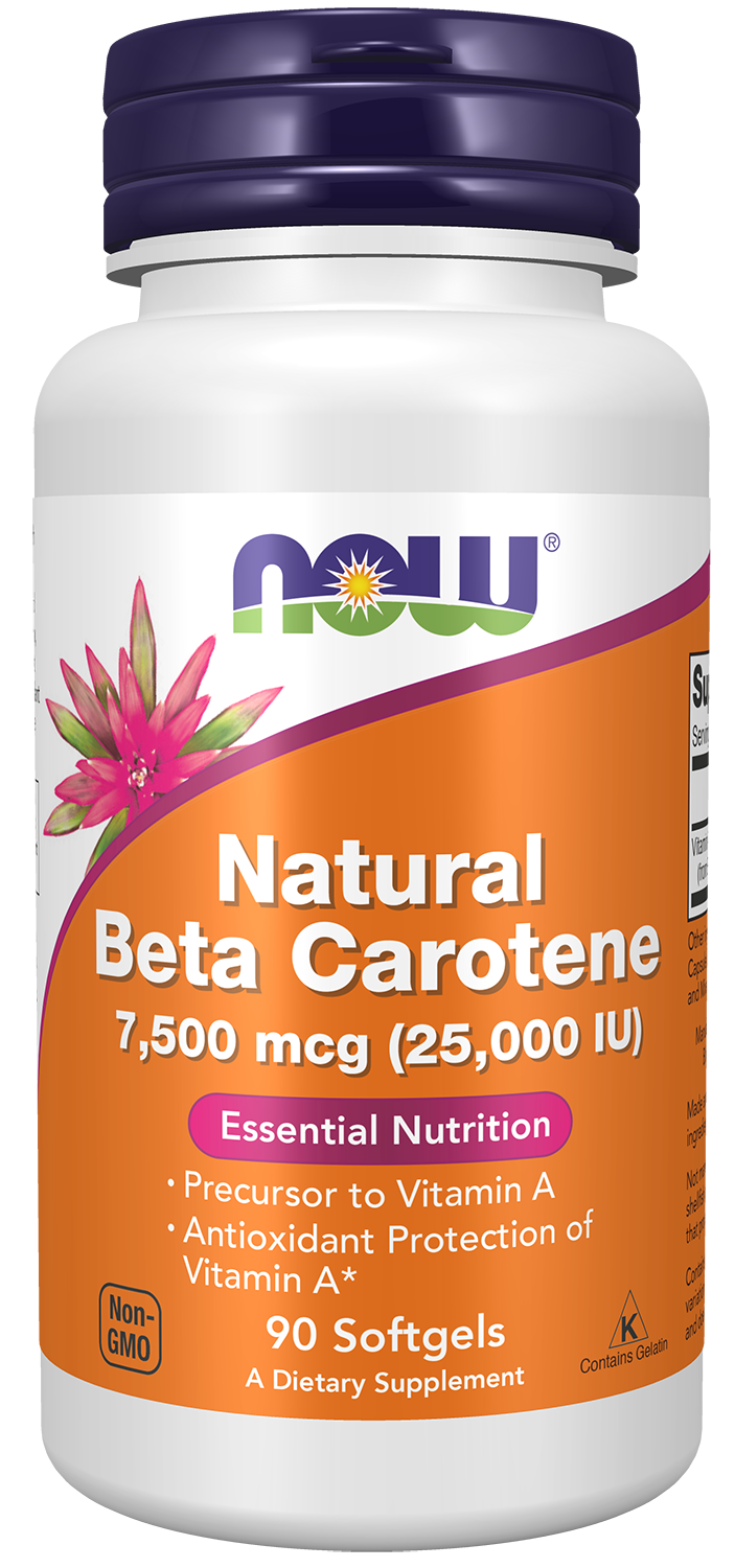 Beta Carotene, Natural 7,500 mcg - 90 Softgels Bottle Front