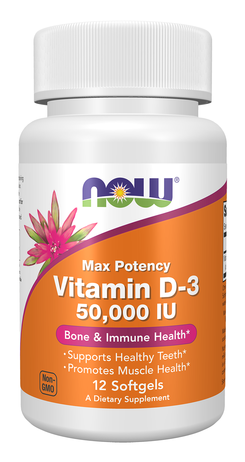 Vitamin D-3 50,000 IU - 12 Softgels Bottle Front