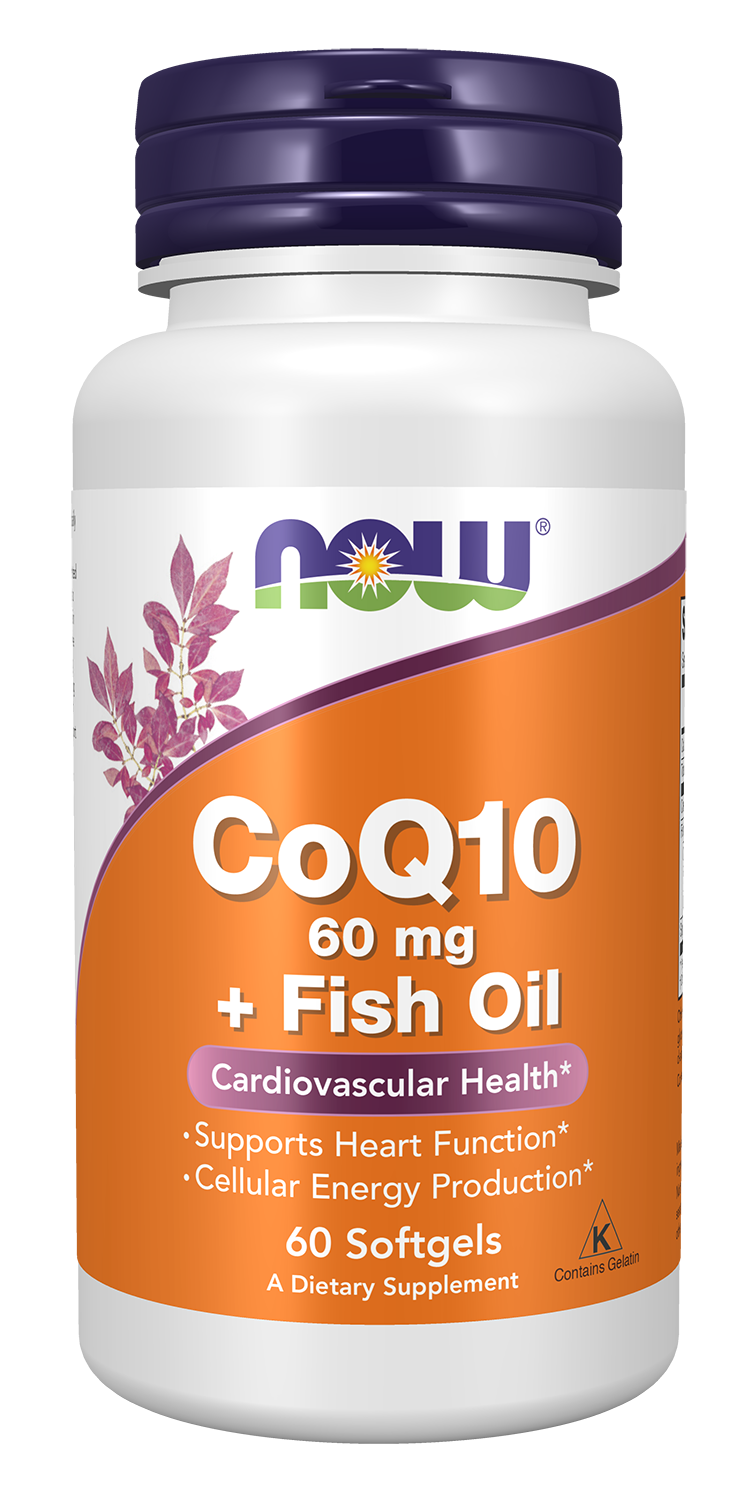 CoQ10 60 mg with Omega 3 Fish Oil - 60 Softgels Bottle Front