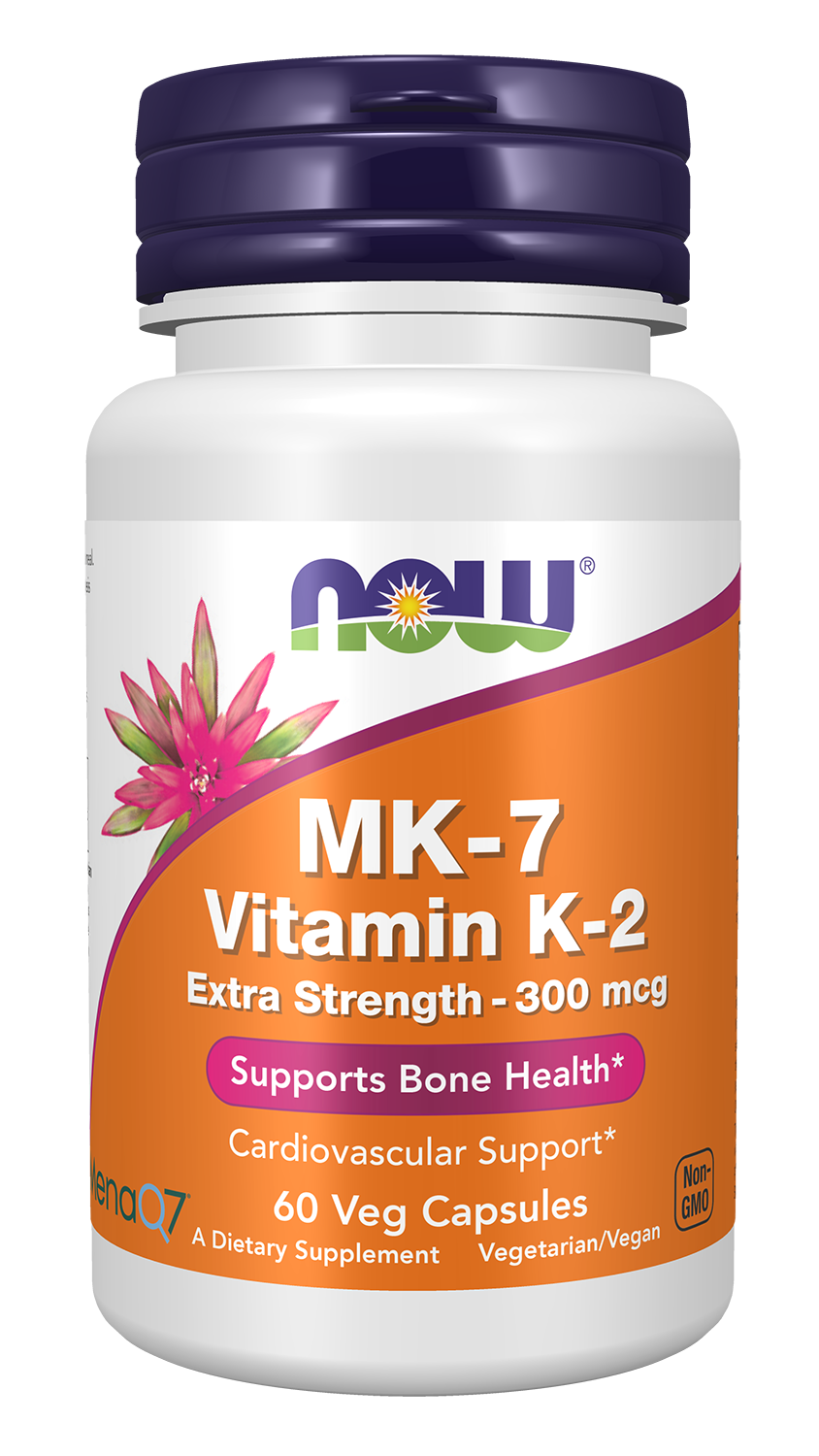 MK-7 Vitamin K-2, Extra Strength 300 mcg - 60 Veg Capsules Bottle Front