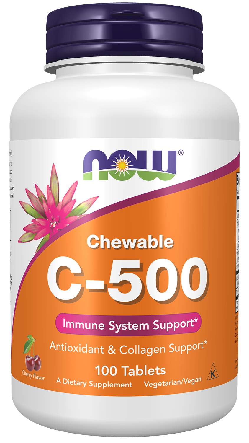 Vitamin C-500 Cherry Chewable - 100 Tablets Bottle Front