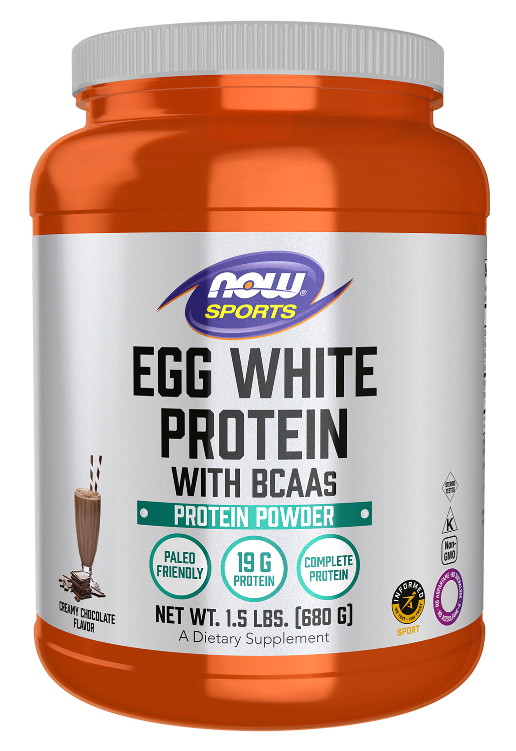 Egg White Protein, Creamy Chocolate Powder - 1.5 lbs. Bottle front