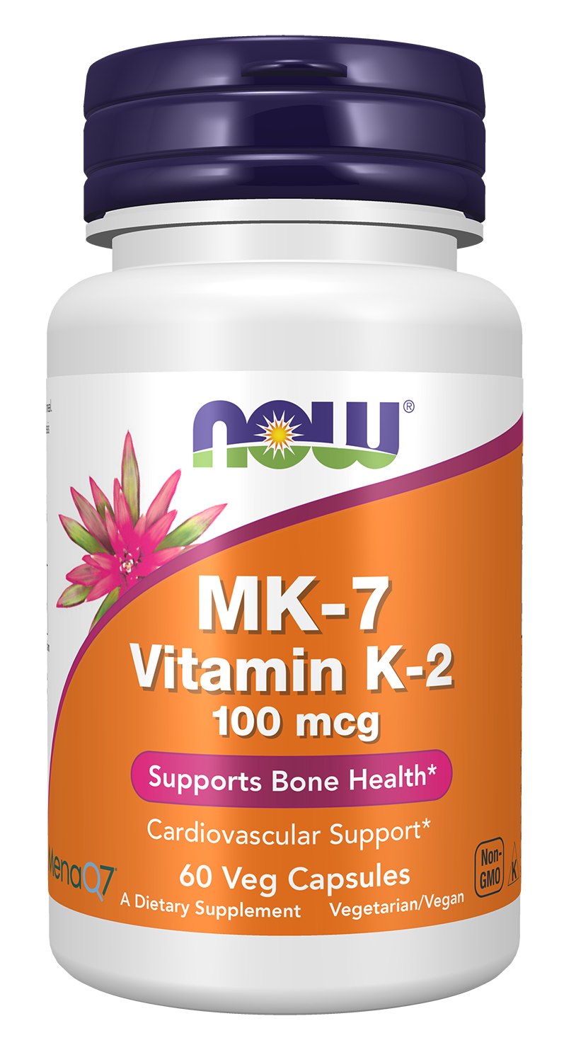 MK-7 Vitamin K-2 100 mcg - 60 Veg Capsules Bottle Front