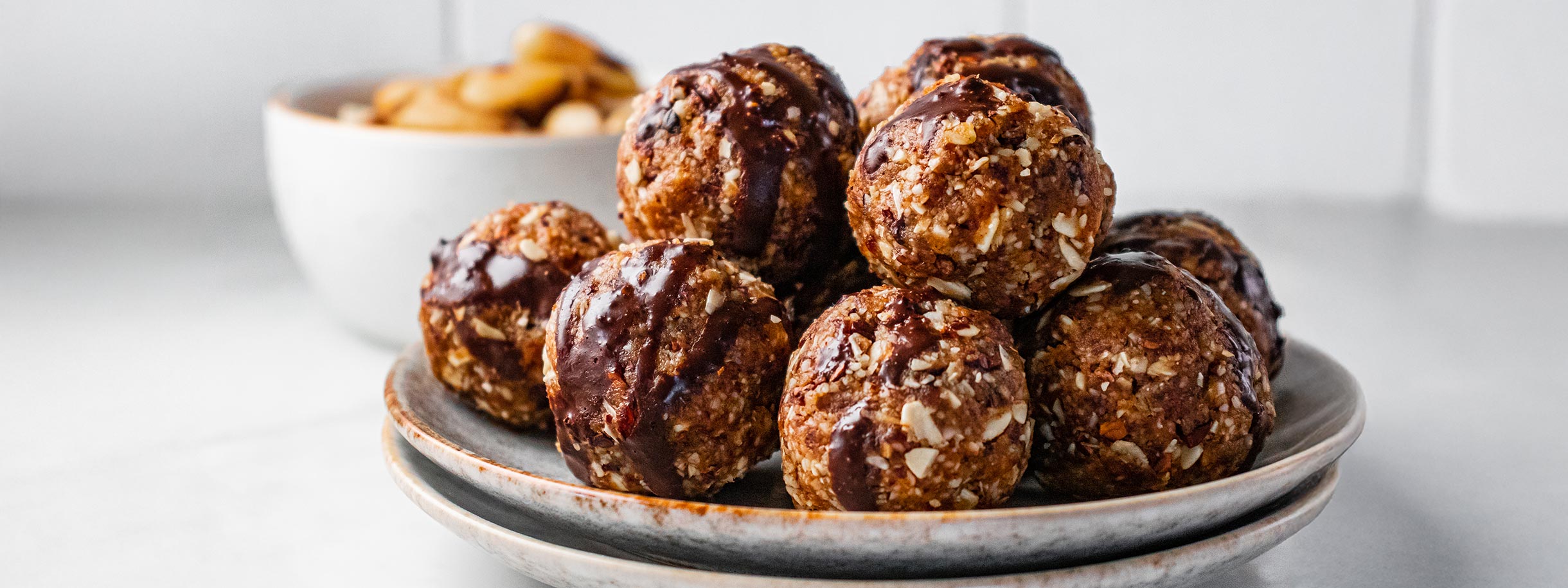 Brazil Nut and Date Energy Bites on a plate