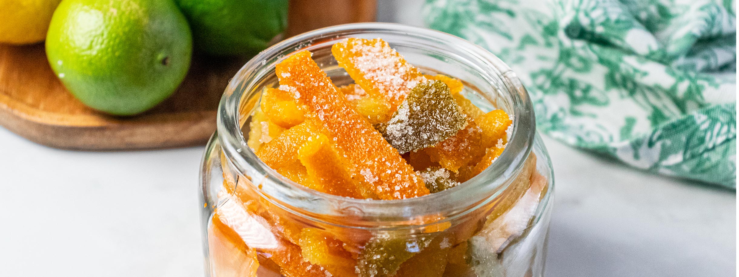 jar of candied citrus peels 