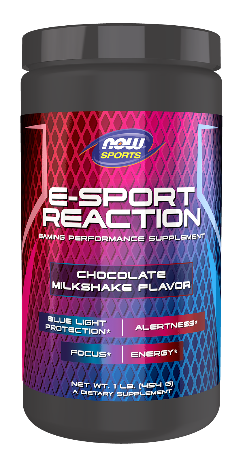 E-Sports Reaction, Chocolate Milkshake Flavor Powder - 1 lb. Bottle Front