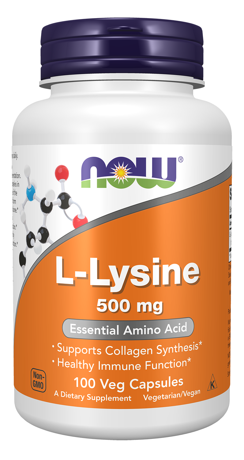 L-Lysine 500 mg - 100 Veg Capsules Bottle Front