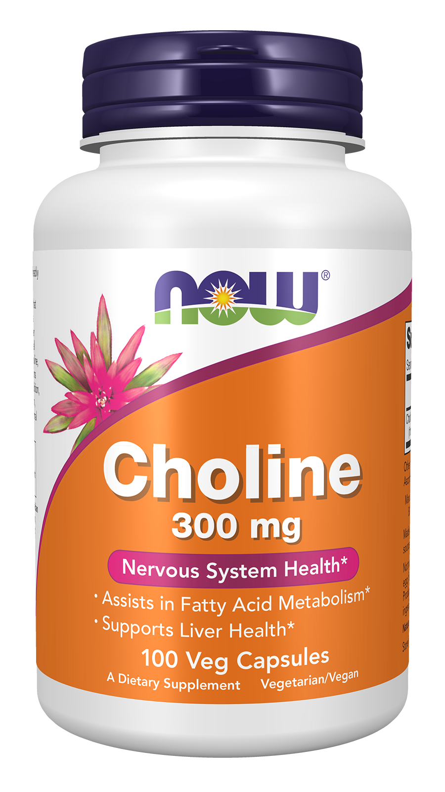 Choline 300 mg - 100 Veg Capsules Bottle Front