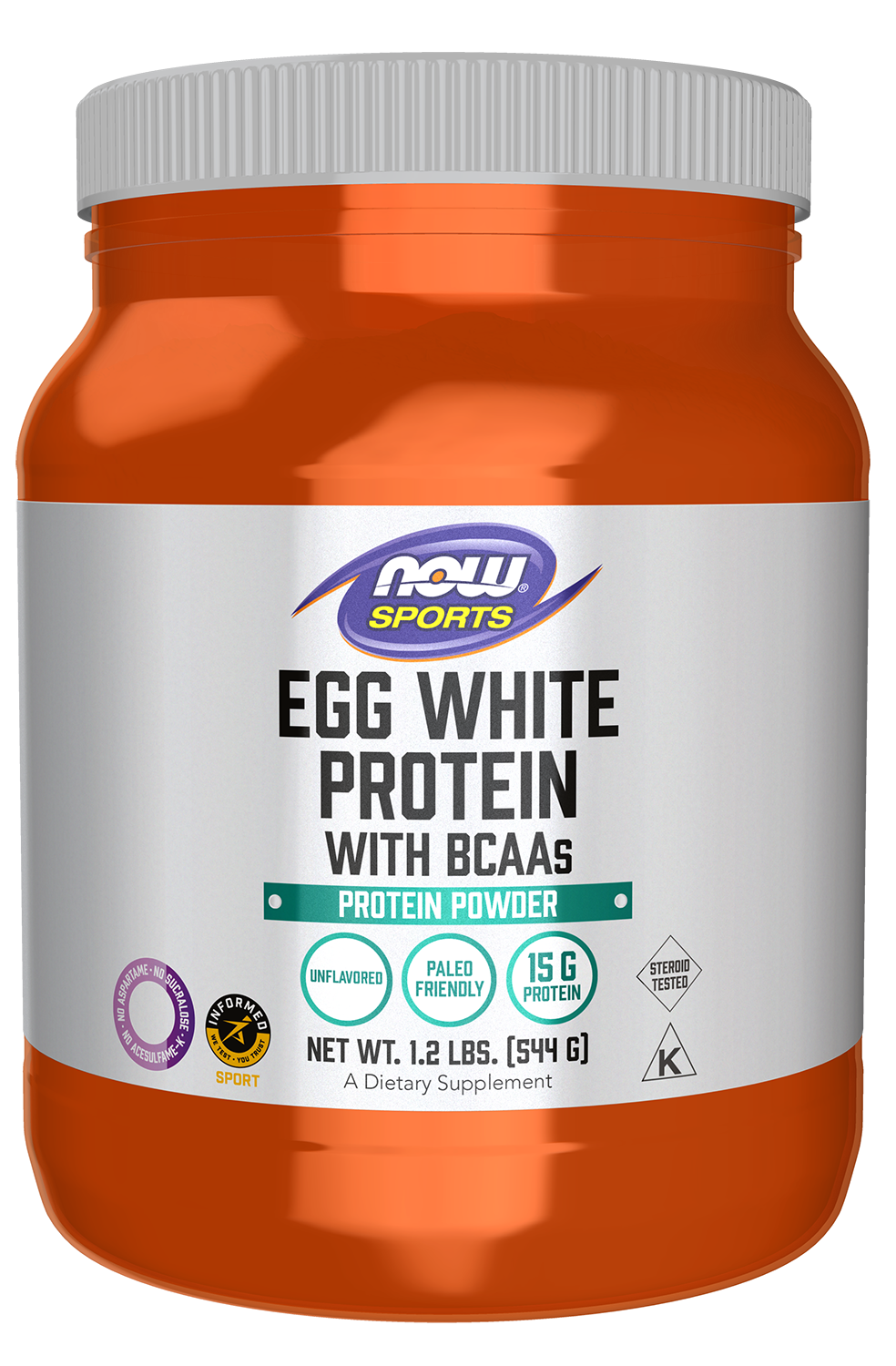 Egg White Protein, Unflavored Powder - 1.2 lb. Bottle Front